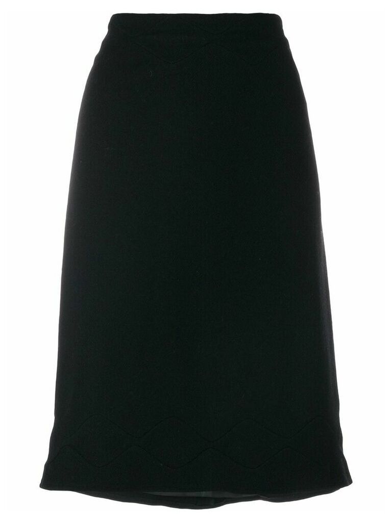 Jil Sander Pre-Owned scallop stitch detail skirt - Black