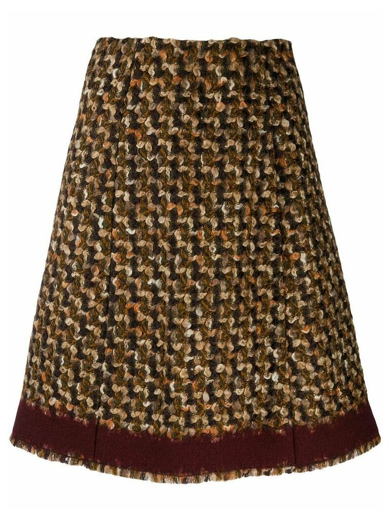 Prada Pre-Owned 2000s woven houndstooth A-line skirt - Brown