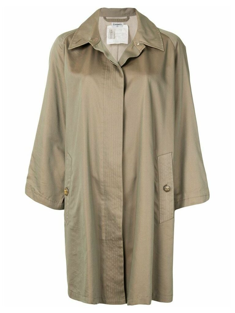 Chanel Pre-Owned loose-fit concealed fastening coat - Brown
