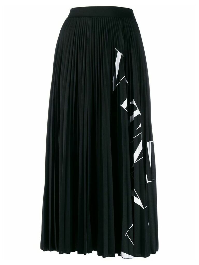 Valentino logo printed-panel midi skirt - Black