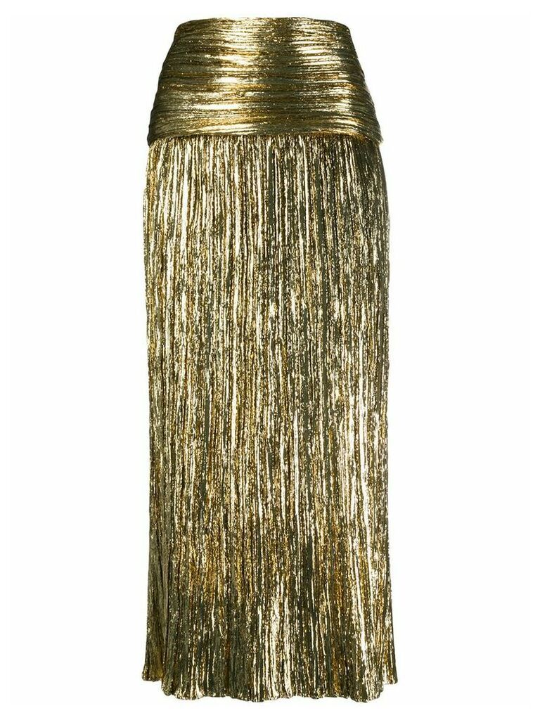 Saint Laurent metallic-effect pleated skirt - GOLD