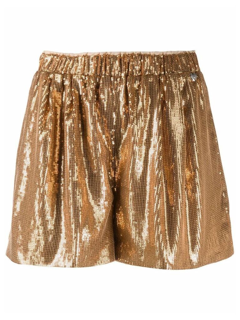 Twin-Set high-waisted sequinned shorts - GOLD