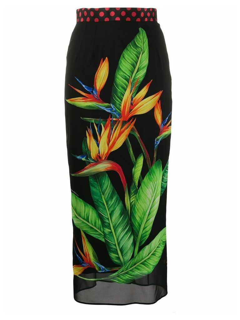 Dolce & Gabbana bird paradise print skirt - Black