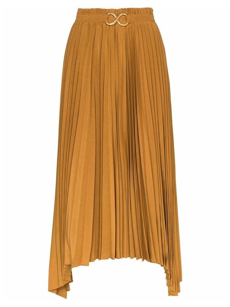 Rejina Pyo Kiera pleated asymmetric midi skirt - Brown