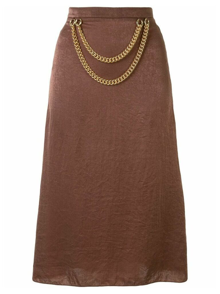 0711 chain detail skirt - Brown