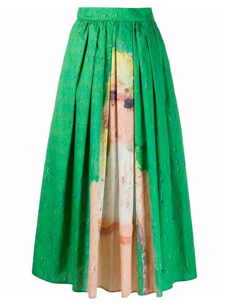 MSGM flounce pleated print skirt - Green