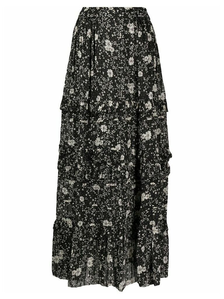 Isabel Marant Étoile tiered floral-print skirt - Black