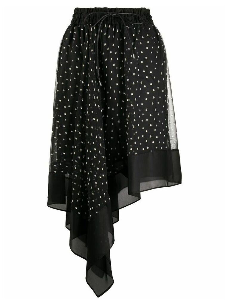 Sacai polka-dot print asymmetric skirt - Black
