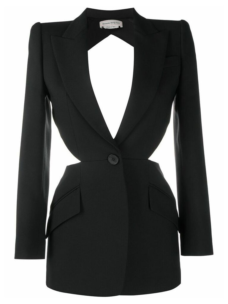 Alexander McQueen cut-out detail single-breasted blazer - Black