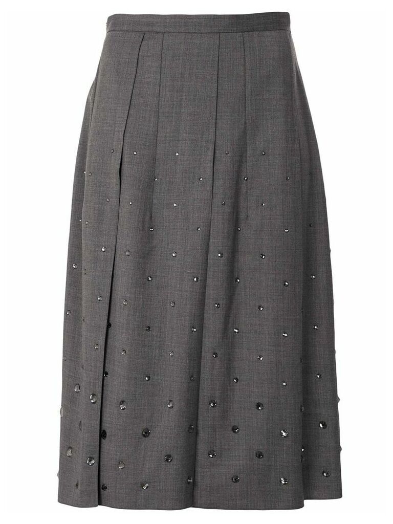 Nº21 crystal-embellished pleated skirt - Grey