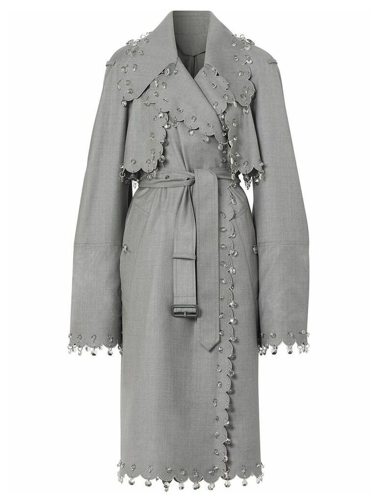 Burberry crystal ring-pierced reconstructed trench coat - Grey