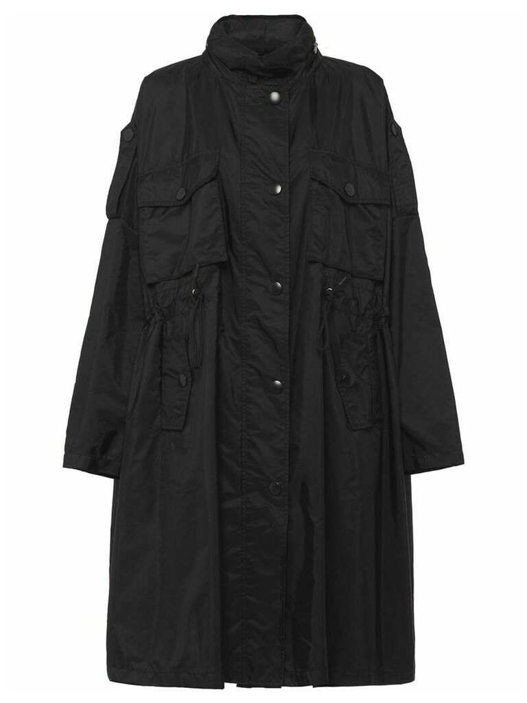 Prada drawstring oversized rain coat - Black