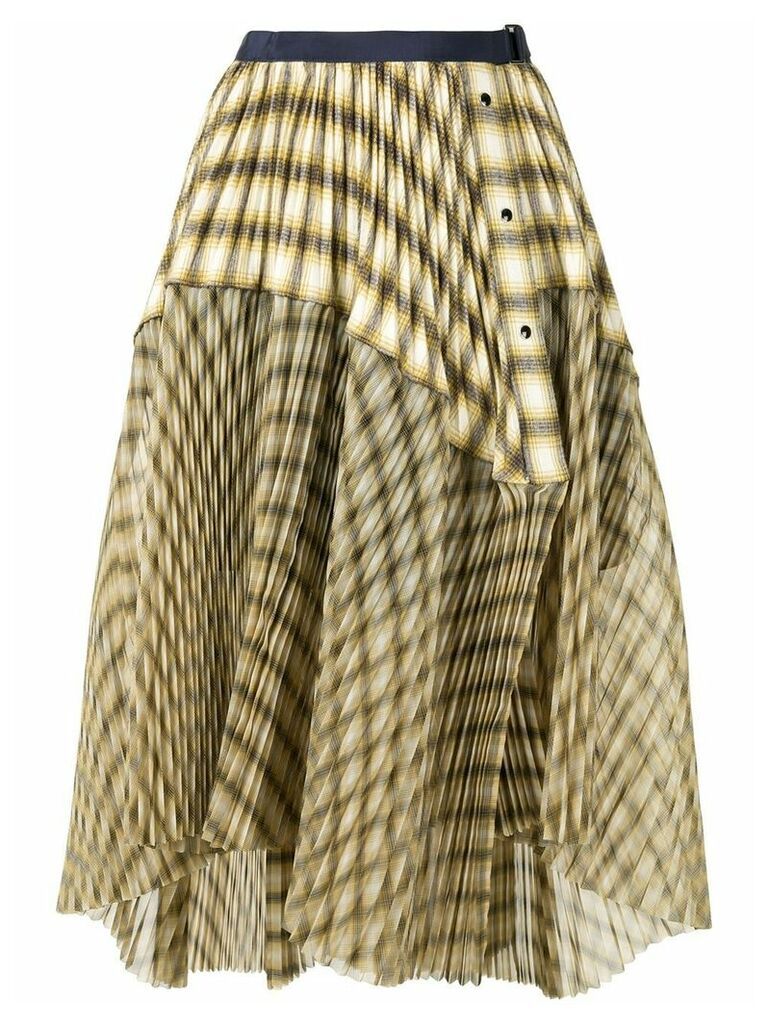 Sacai asymmetric plaid skirt - Yellow