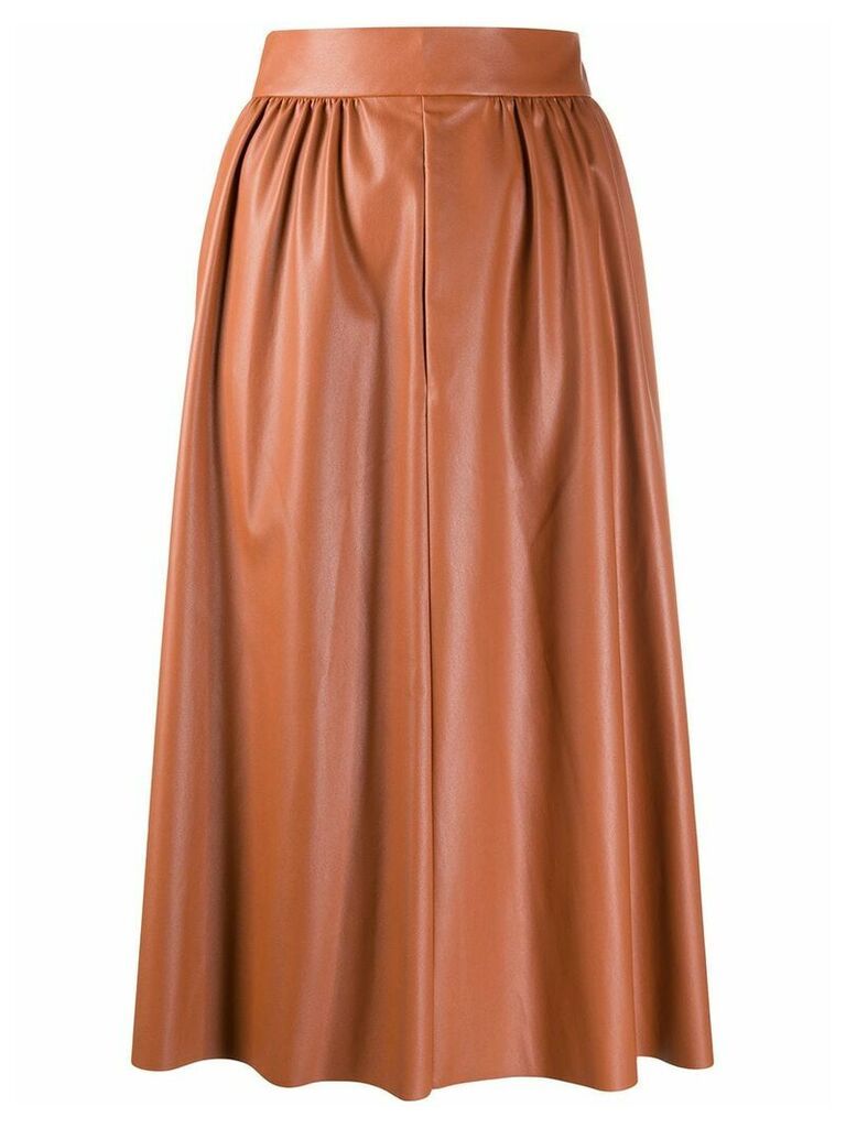 Harris Wharf London faux leather midi skirt - Brown