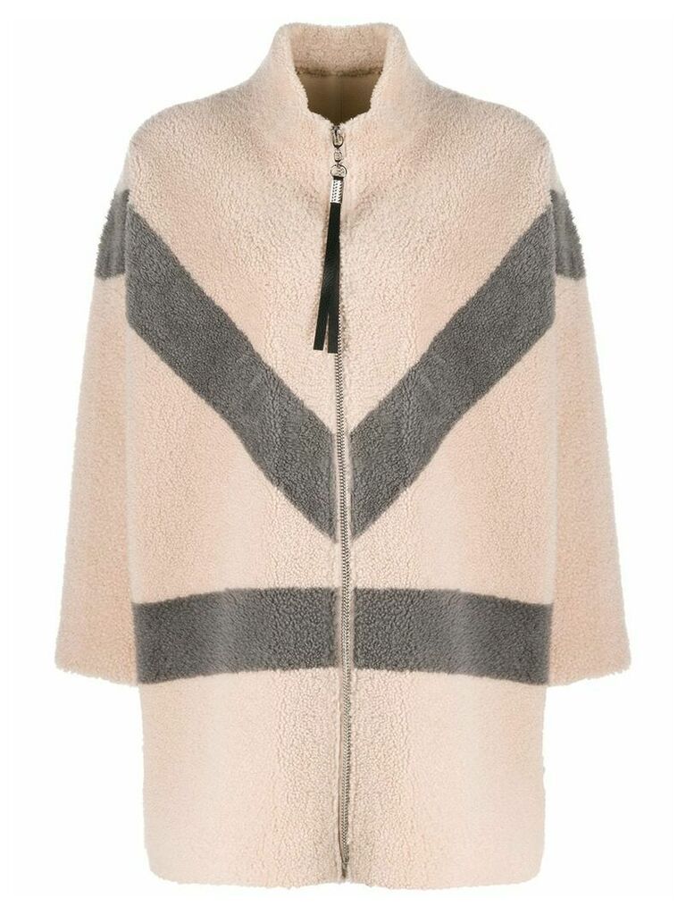 Liska oversized colour-block coat - Neutrals