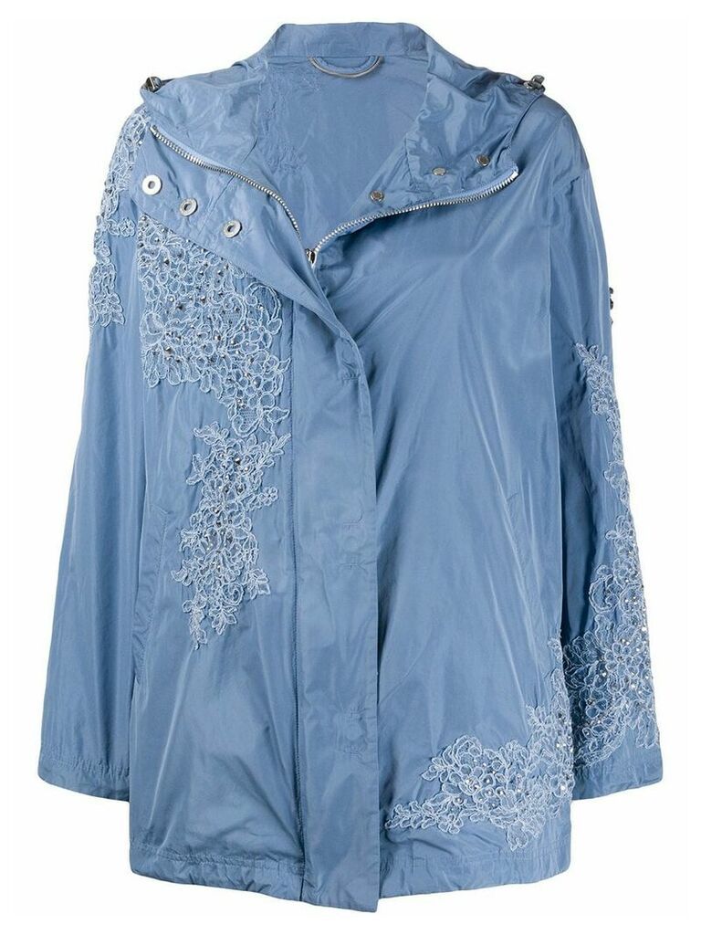Ermanno Scervino lace detailed raincoat - Blue