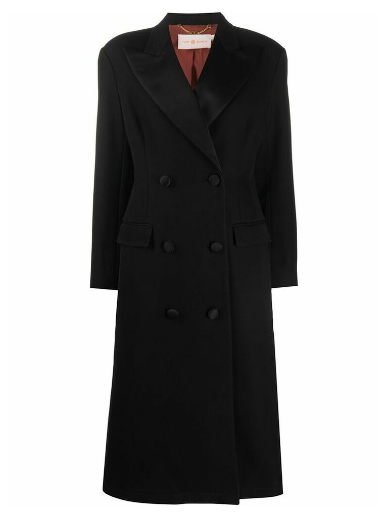 Tory Burch double breasted twill coat - Black