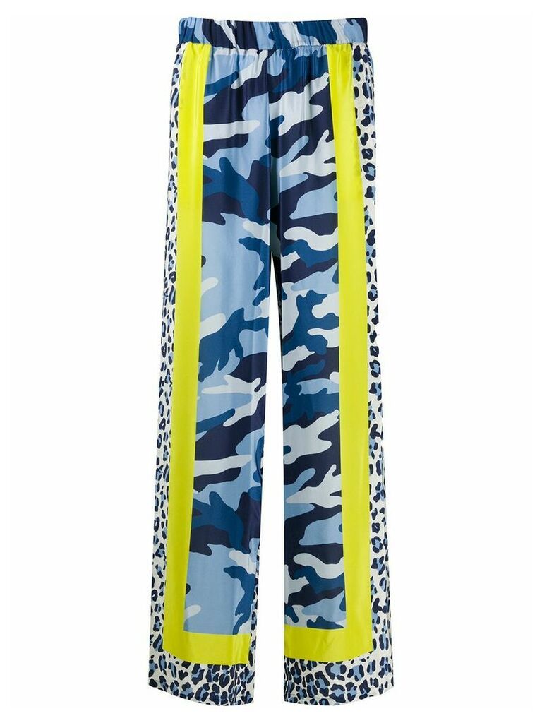 P.A.R.O.S.H. mixed print straight trousers - Blue