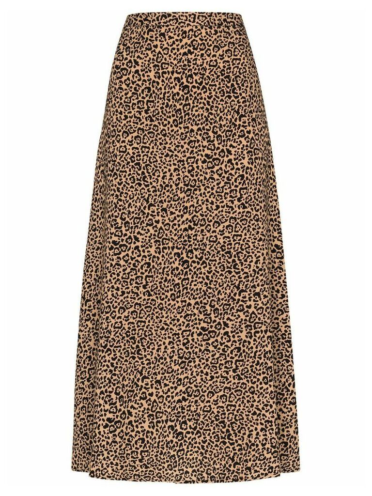 Reformation Bea leopard-print skirt - Black