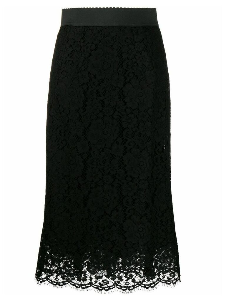 Dolce & Gabbana floral lace midi skirt - Black
