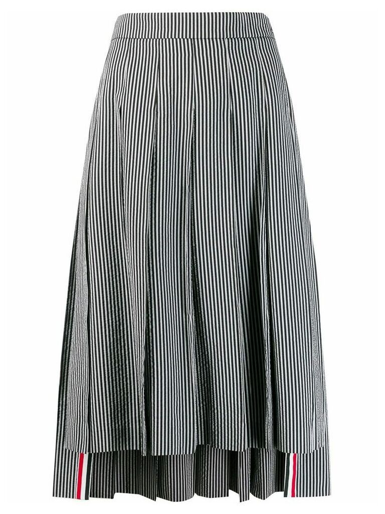 Thom Browne stripe-print pleated skirt - Black