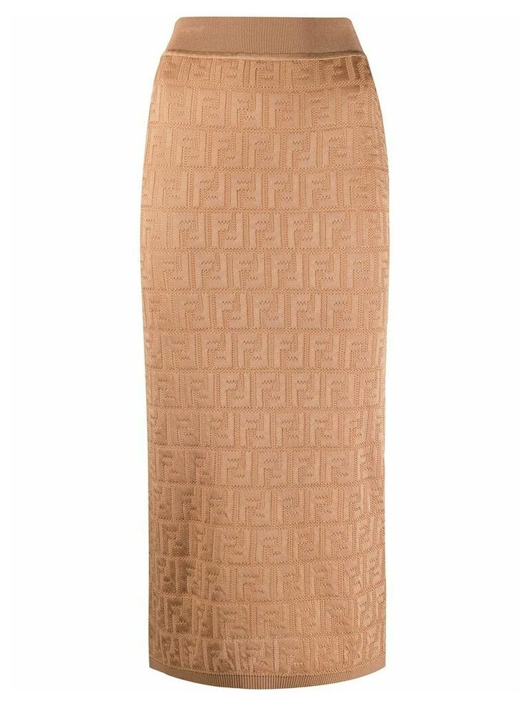 Fendi FF motif knitted skirt - Brown