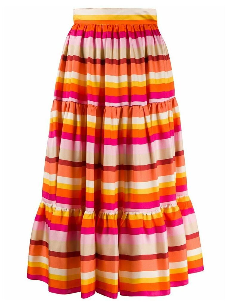 Gianluca Capannolo striped tiered silk skirt - PINK