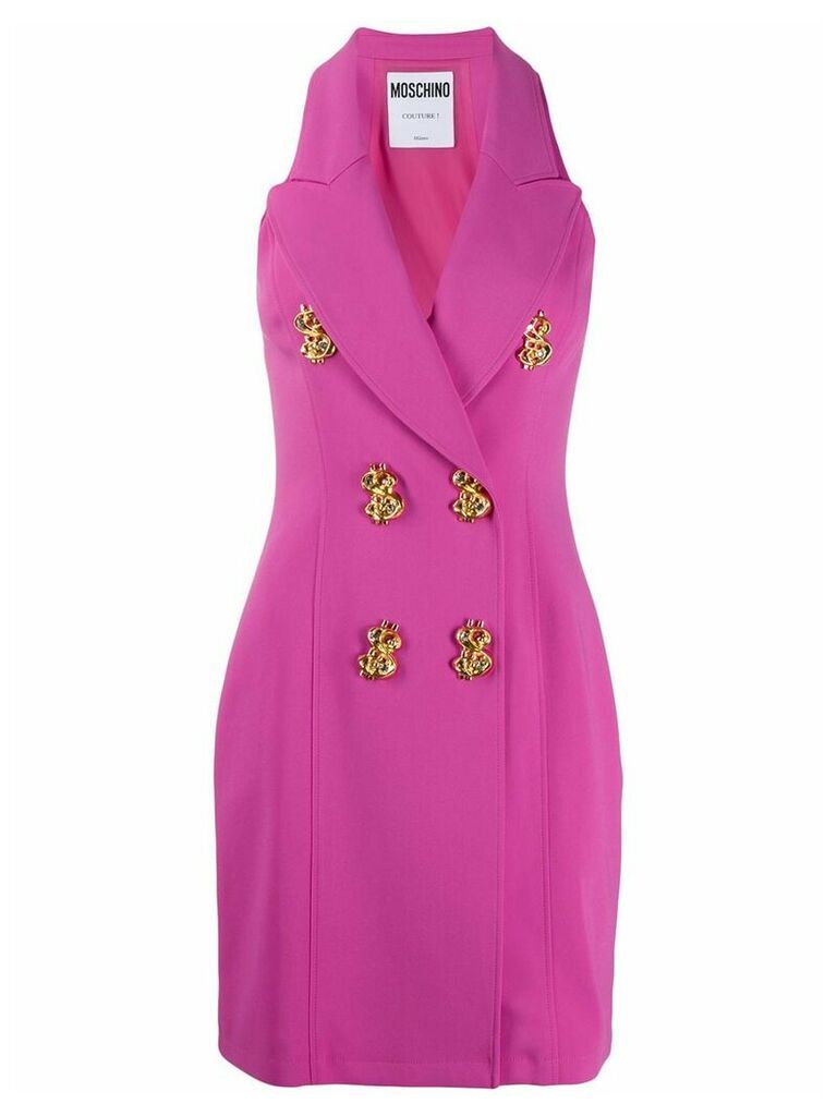 Moschino double-breasted mini dress - PINK
