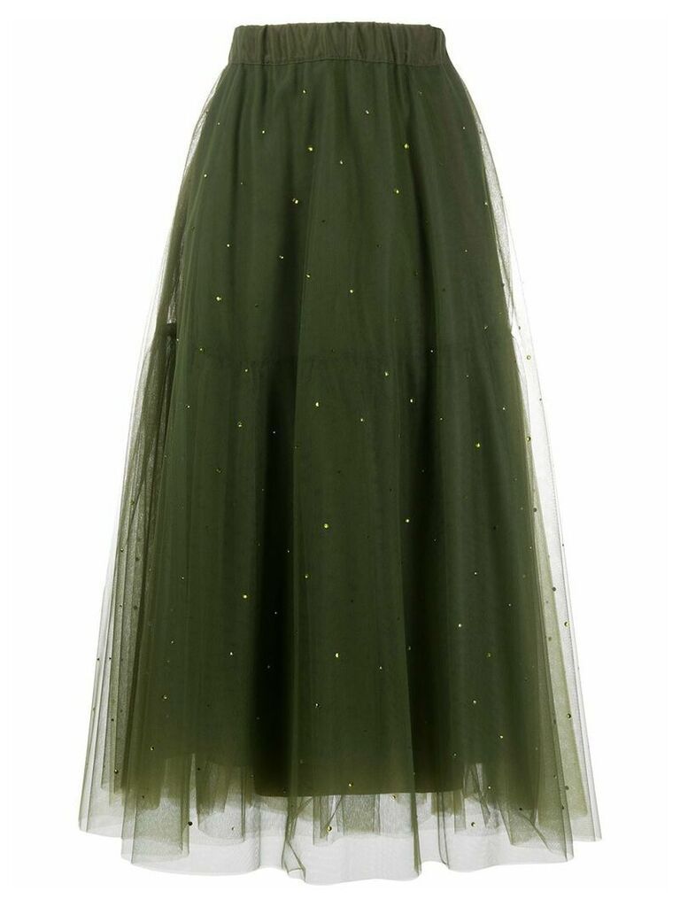 P.A.R.O.S.H. crystal-embellished tulle midi skirt - Green