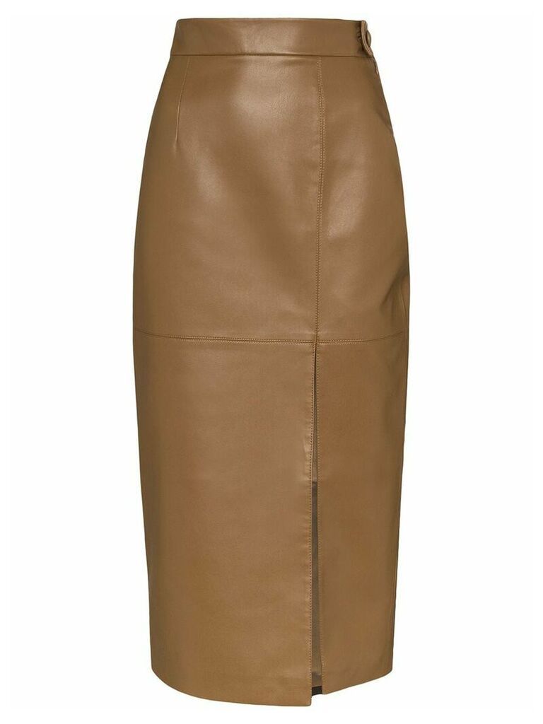 Materiel faux leather pencil skirt - Brown