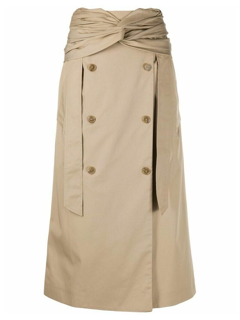 Rokh double-breasted midi skirt - Neutrals