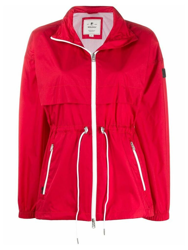 Woolrich zipped drawstring parka coat - Red