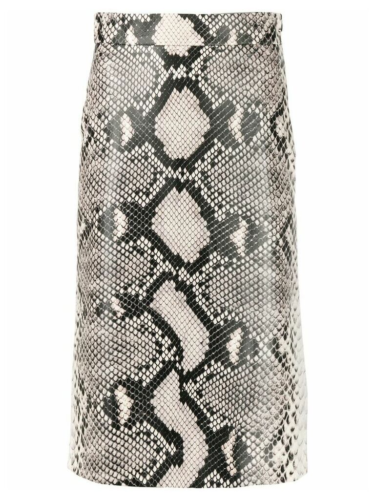 Prada snake skin print straight skirt - Neutrals