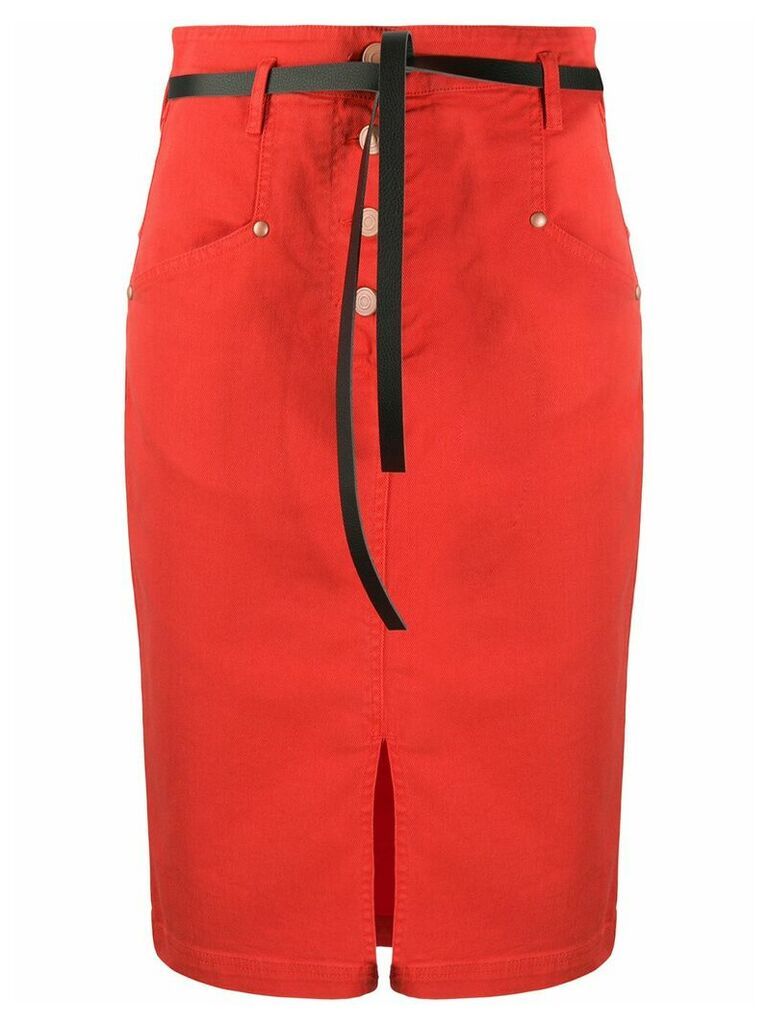 8pm belted denim skirt - Red