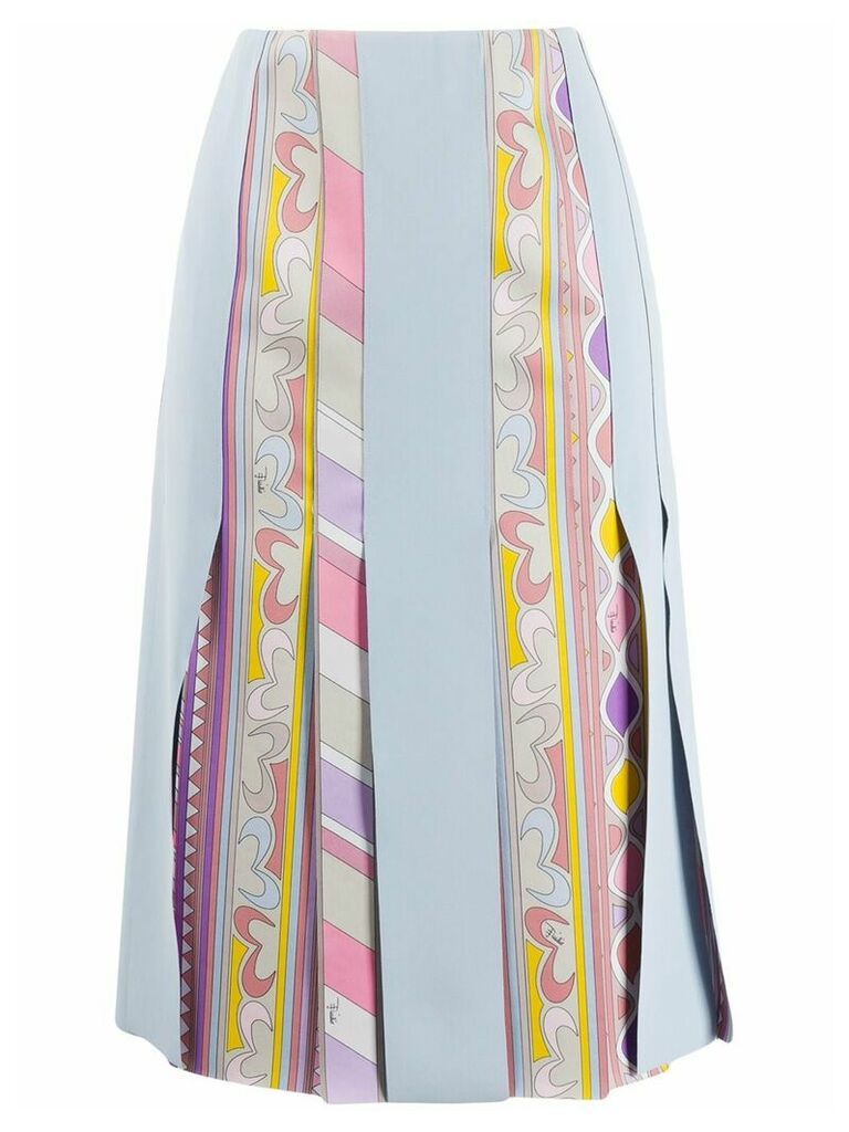 Emilio Pucci graphic-print panelled skirt - Blue