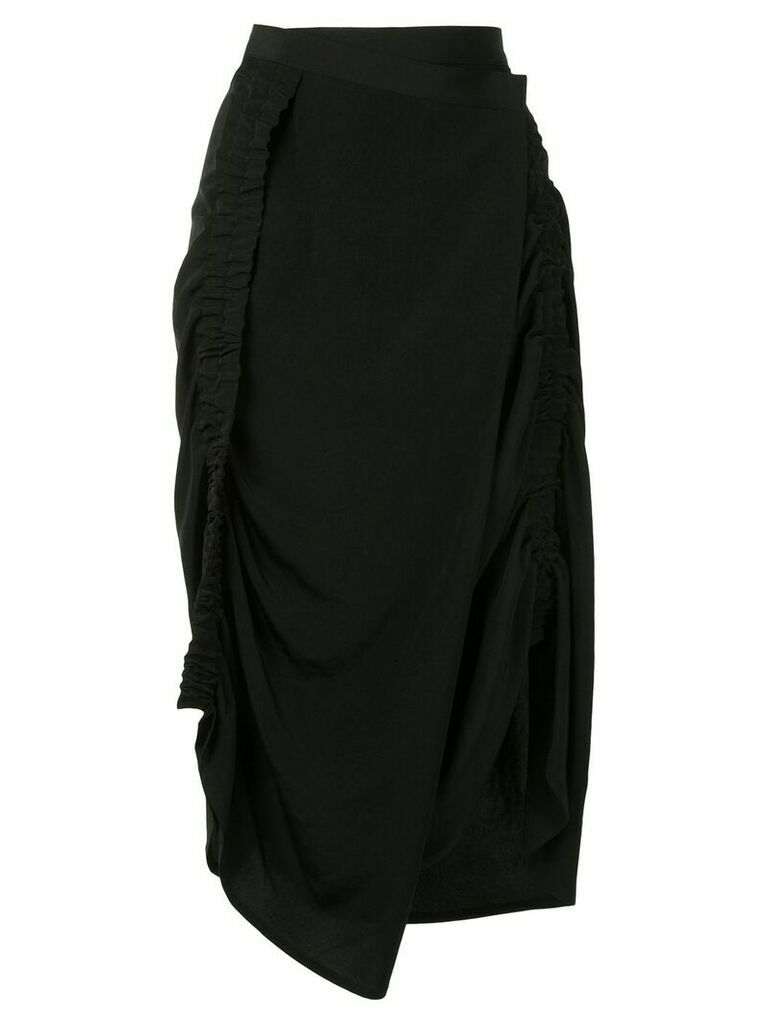 Yohji Yamamoto gathered trim asymmetric skirt - Black