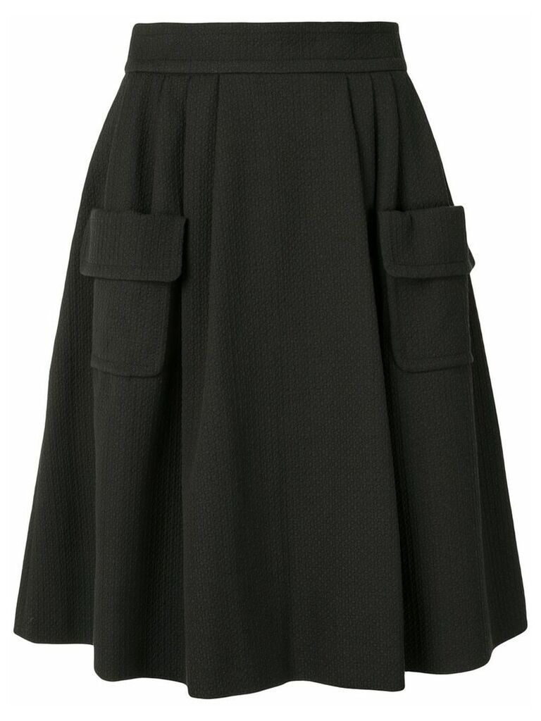 Paule Ka flared piqué pleated skirt - Black