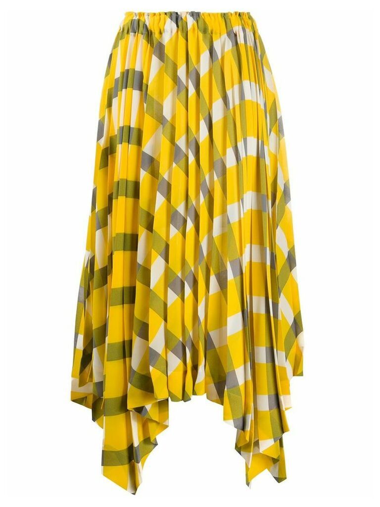 Issey Miyake pleated asymmetric skirt - Yellow
