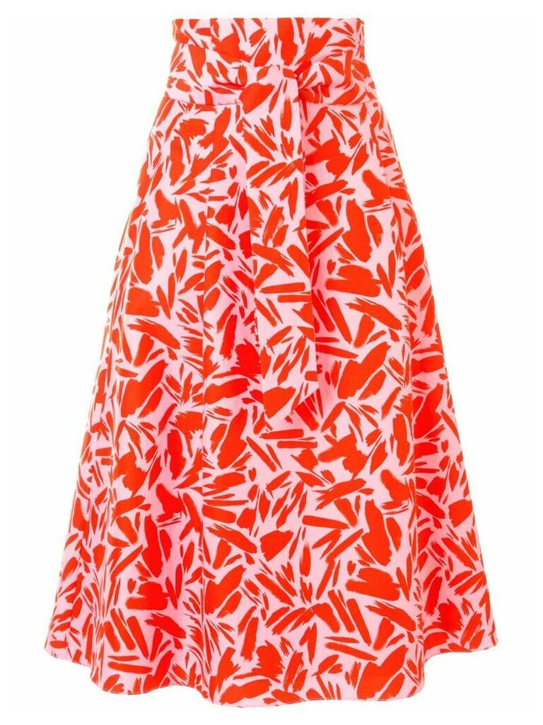 Veronica Beard abstract-print midi skirt - PINK
