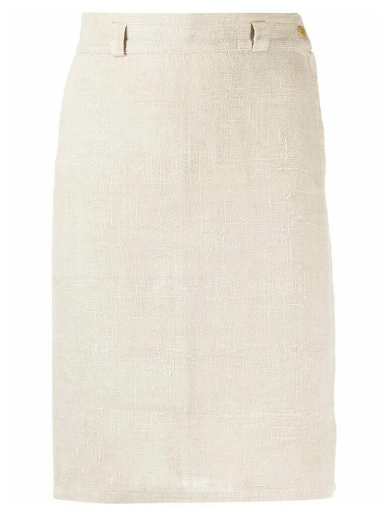 Versace Pre-Owned 1980s high-waisted straight skirt - Neutrals