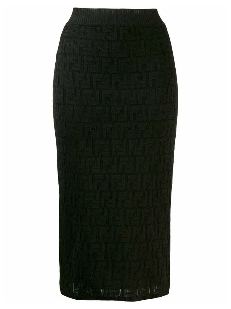 Fendi FF motif knitted skirt - Black