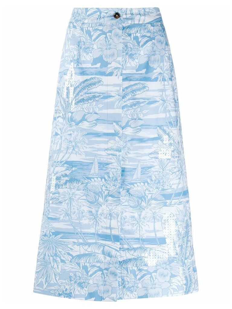 Brognano tropical-print A-Line skirt - Blue
