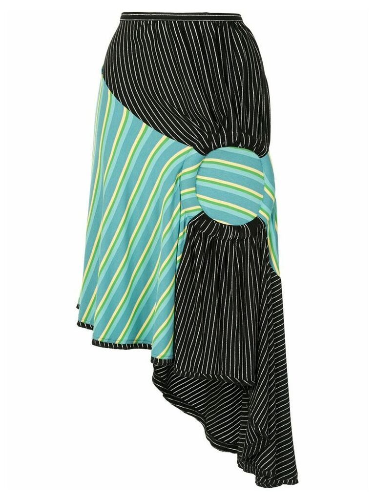 Kiko Kostadinov asymmetric length striped skirt - Green