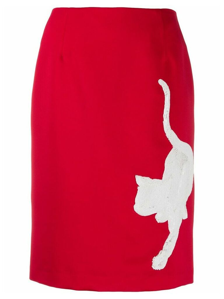 Undercover straight fit cat silhouette skirt - Red