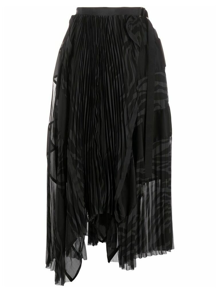 Sacai two-tone pleated skirt - Black