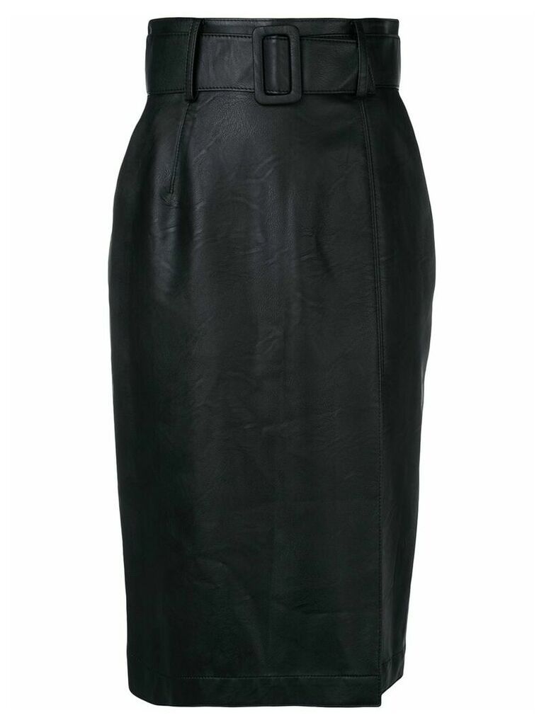 Sara Battaglia wet-look pencil skirt - Black