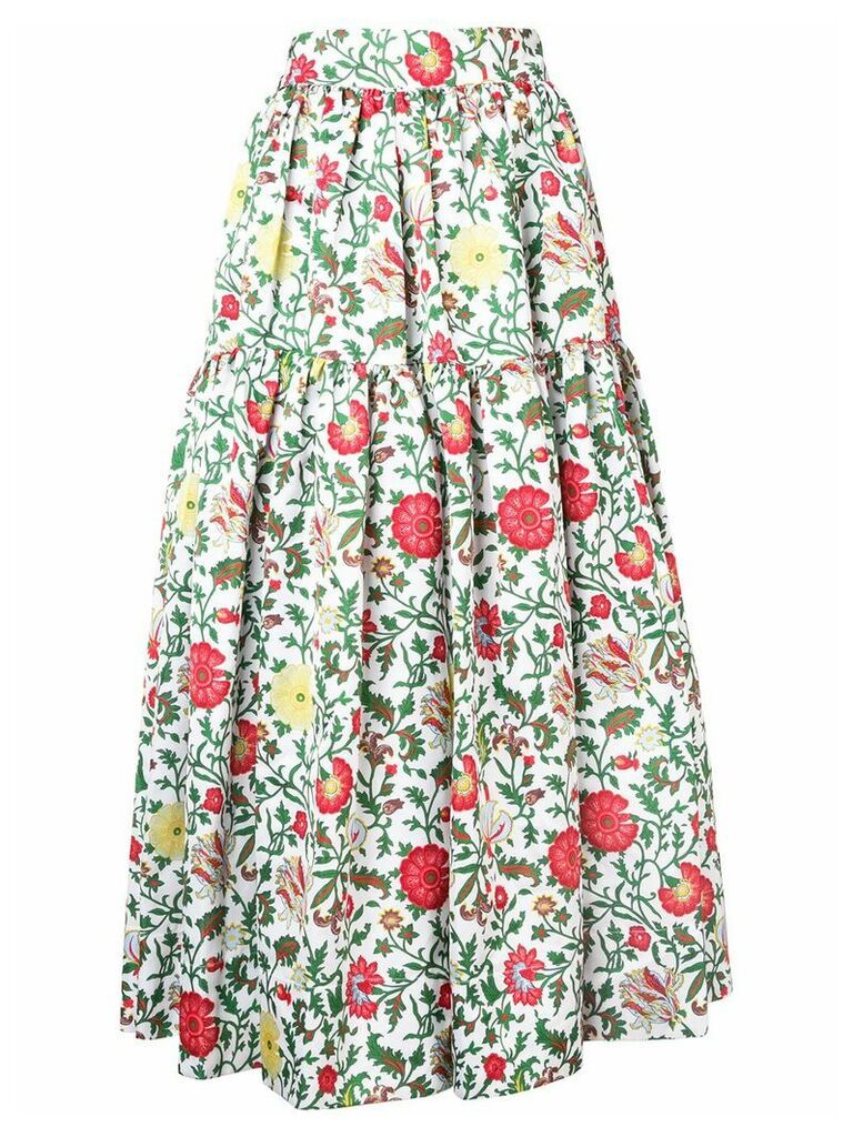 La Doublej tiered floral skirt - White