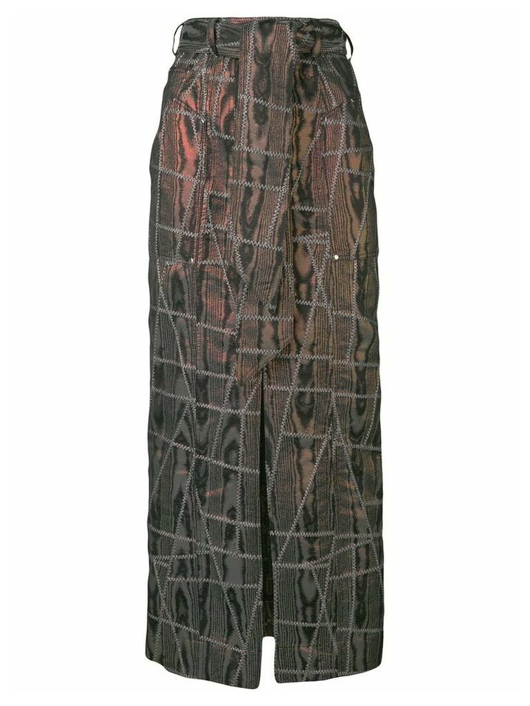 Talbot Runhof belted patchwork skirt - Black
