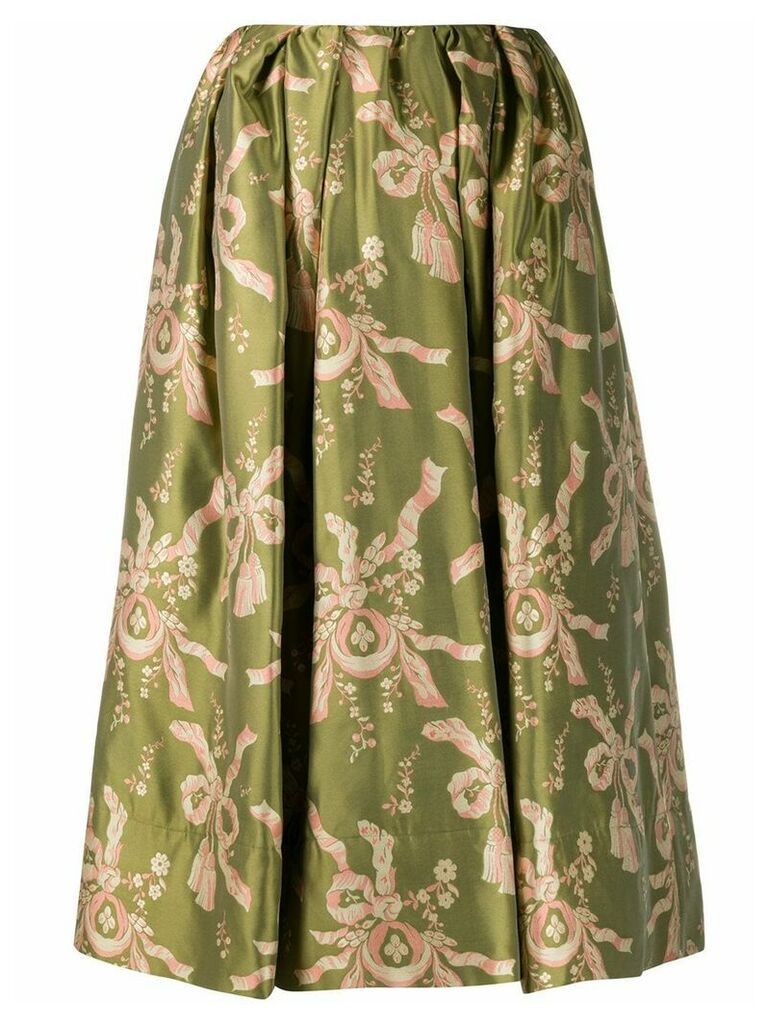Simone Rocha bow print flared skirt - Green