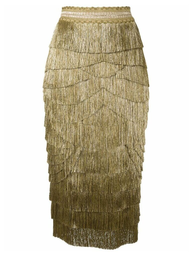 Dolce & Gabbana tiered metallic fringed skirt - GOLD